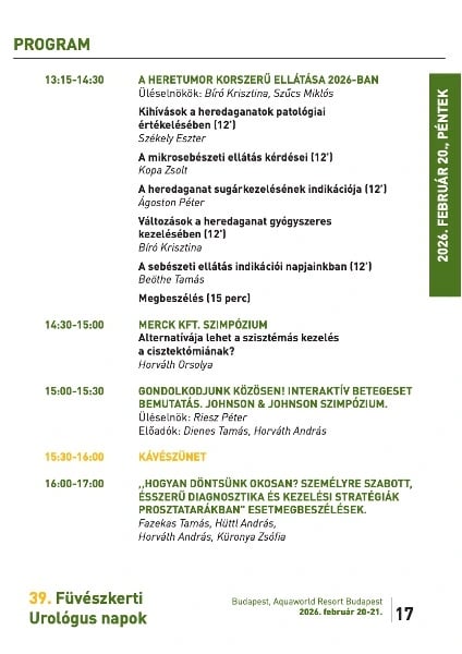 39. Füvészkerti Urológus Napok- Urofarsang 2026 – galéria 1